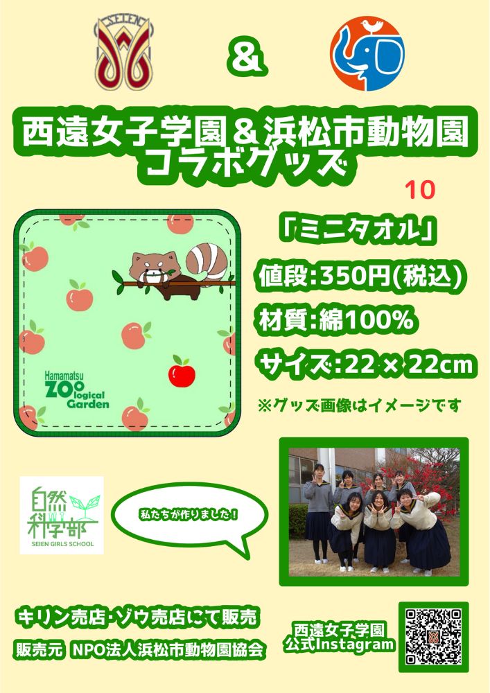 ミニタオル「西遠女子学園×はまzooコラボグッズ」